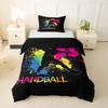 Homewish Handball Microfiber Bedding Set, 155 x 220 cm, Colorful Splatter Design, Player Silhouette, 1 Pillowcase view 3