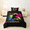 Homewish Handball Microfiber Bedding Set, 155 x 220 cm, Colorful Splatter Design, Player Silhouette, 1 Pillowcase view 4
