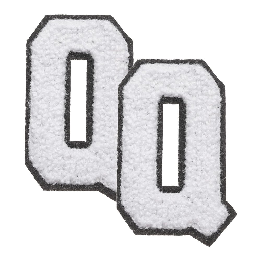 QUARKZMAN 2 Pcs Letter-Q Chenille Iron-On Patches