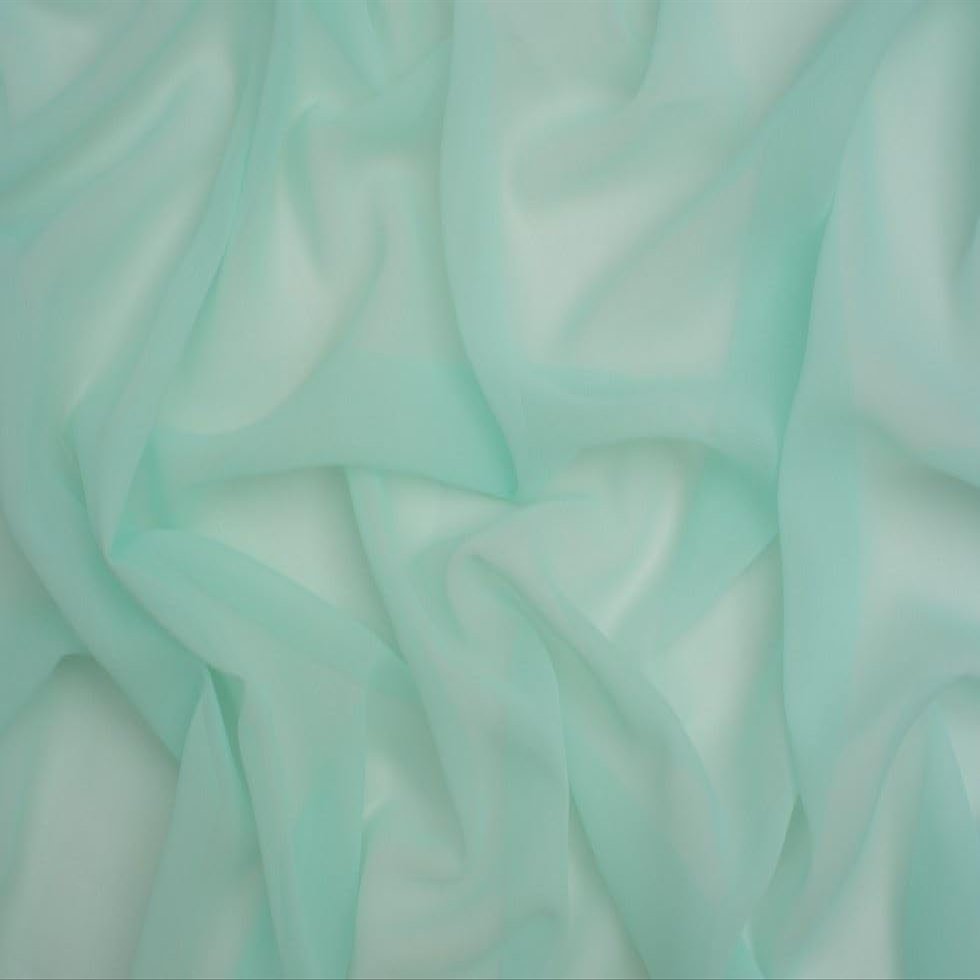 Minerva Core Range Sheer Chiffon Fabric, Pastel Green, Lightweight, 150 cm Wide, Sold by the Meter