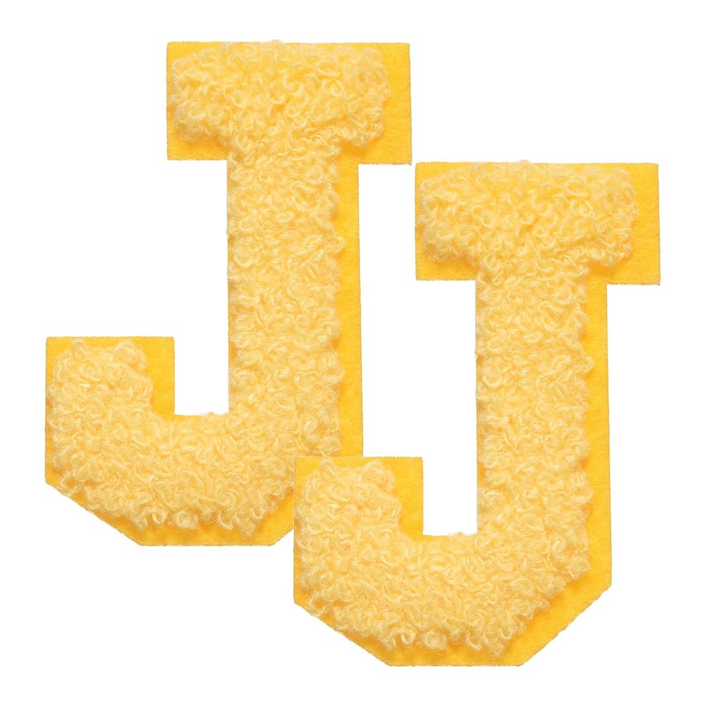 QUARKZMAN 2 Pcs Letter-J Iron-On Chenille Patches