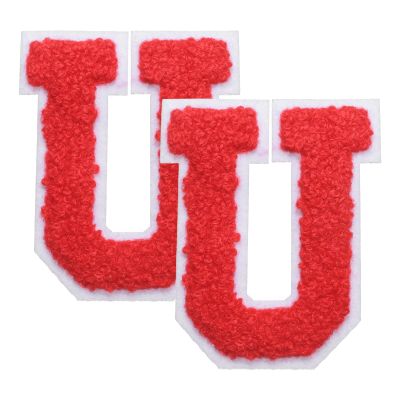 QUARKZMAN 2 Pcs Letter-U Iron-On Chenille Patches
