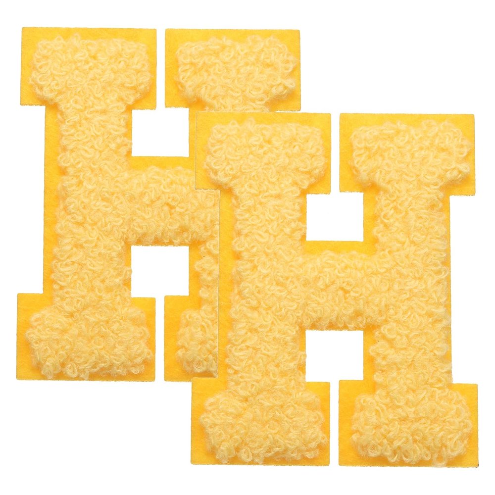 QUARKZMAN 2 Pcs Letter-H Iron-On Chenille Patches
