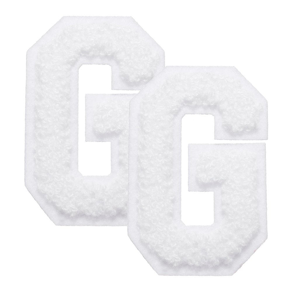 QUARKZMAN 2 Pcs Letter G Iron-On Chenille Patches