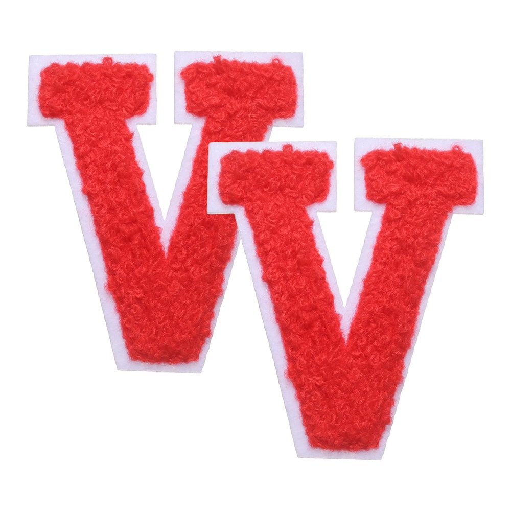 QUARKZMAN 2 Pcs Letter V Iron-On Chenille Patches