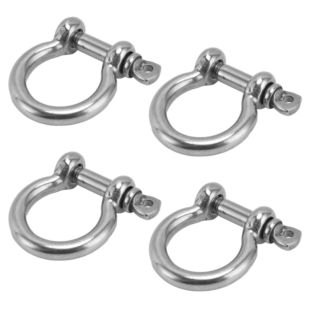 Spacnana Stainless Steel Shackles, Heavy-Duty Bow D-Ring for Anchor Loads, 4-Piece 304 Stainless Steel Screw-Pin Set for Mining and Sailing (M5)