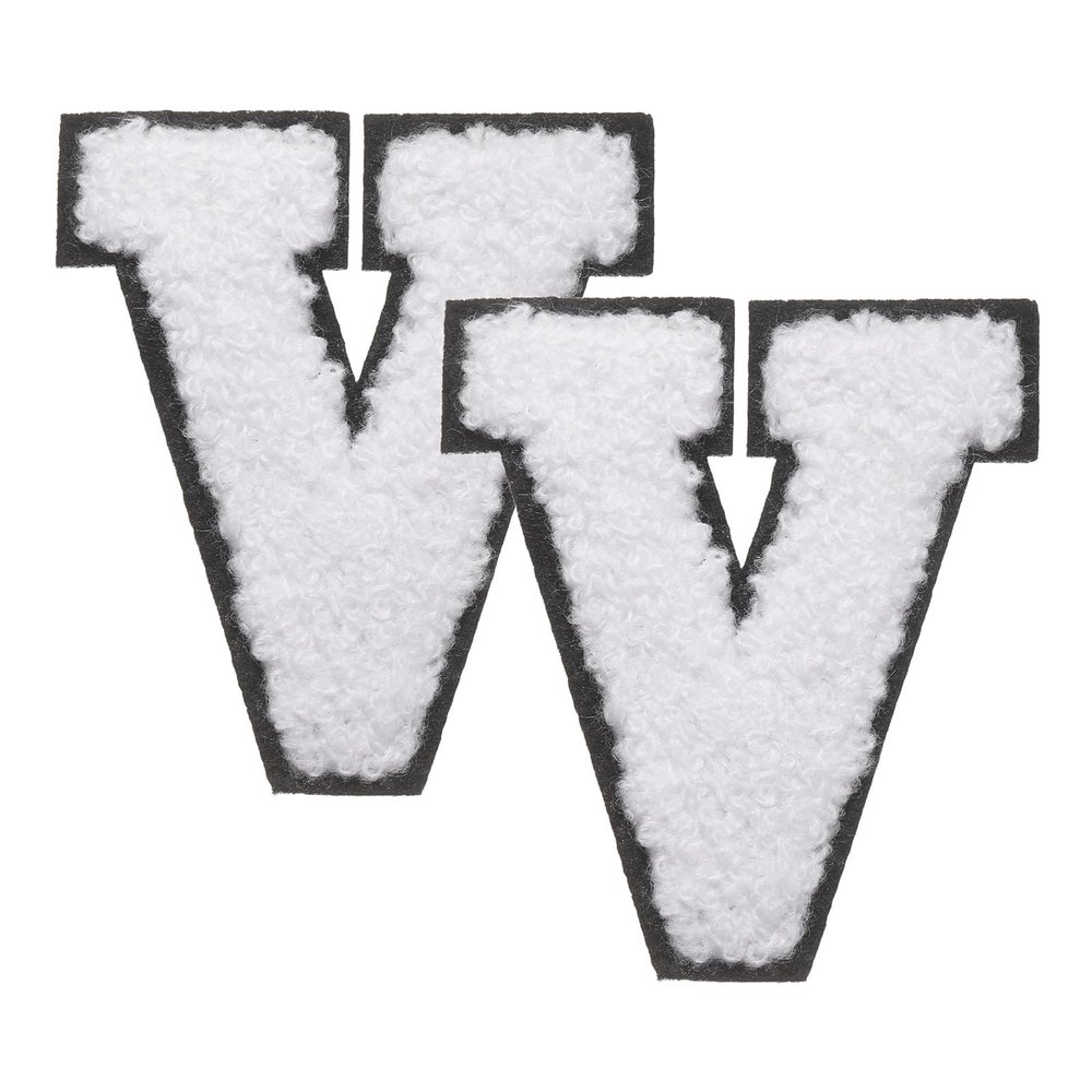 QUARKZMAN 2 Pack Letter V Iron-On Chenille Patches