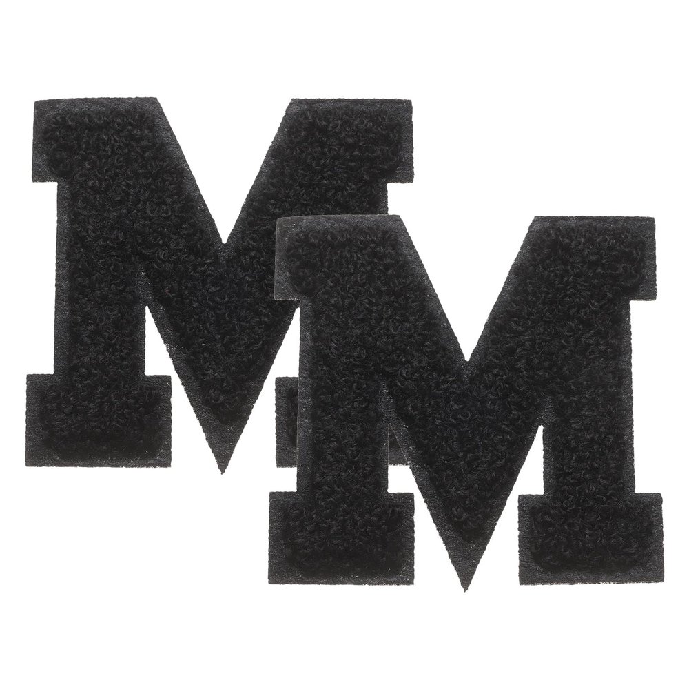 QUARKZMAN 2 Pcs Letter-M Iron-On Chenille Patches