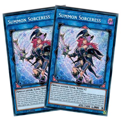 Summon Sorceress 2-Card Value Duo - BLMM-EN157 - Secret Rare - English - 1st Edition - Yu-Gi-Oh! Battles of Legend: Monster Mayhem - with RC Field Center