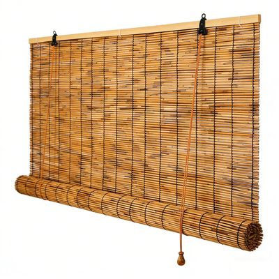 Outdoor Bamboo Roller Blind for Garden, Balcony, Patio, Pergola, or Living Room, Weather-Resistant, Light-Filtering Reed Shade (W 155 x H 300 cm)
