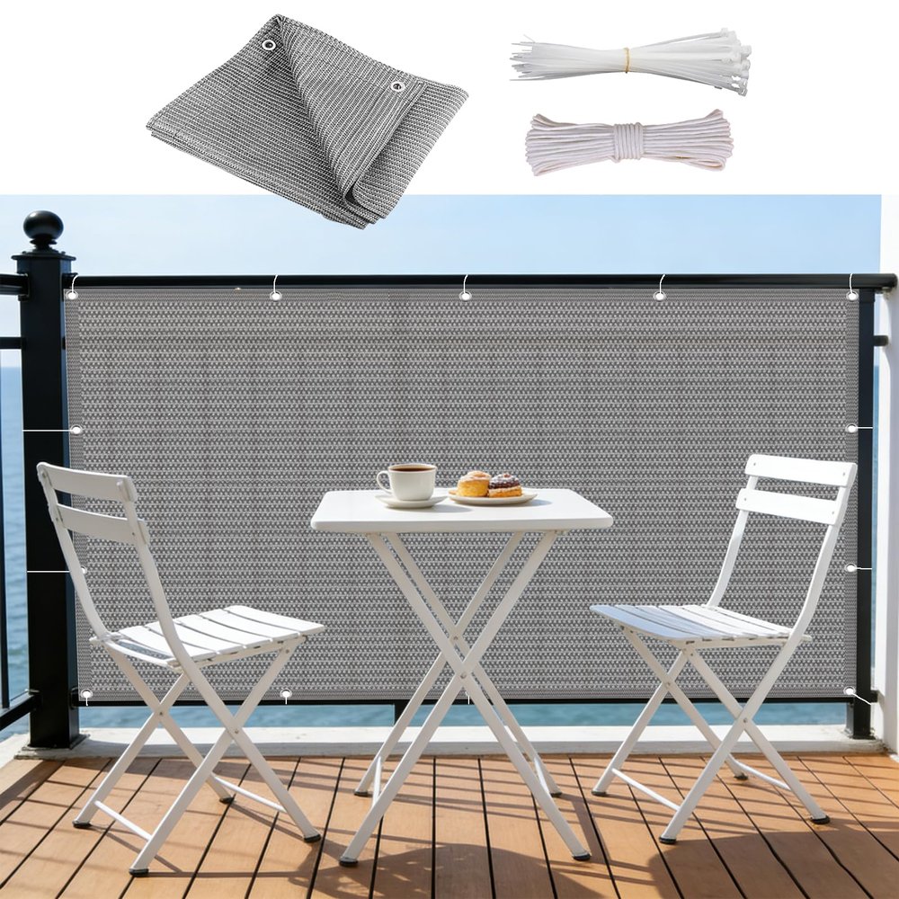 Balcony Privacy Screen 60 x 270 cm HDPE, Wind and UV Protection, Gray