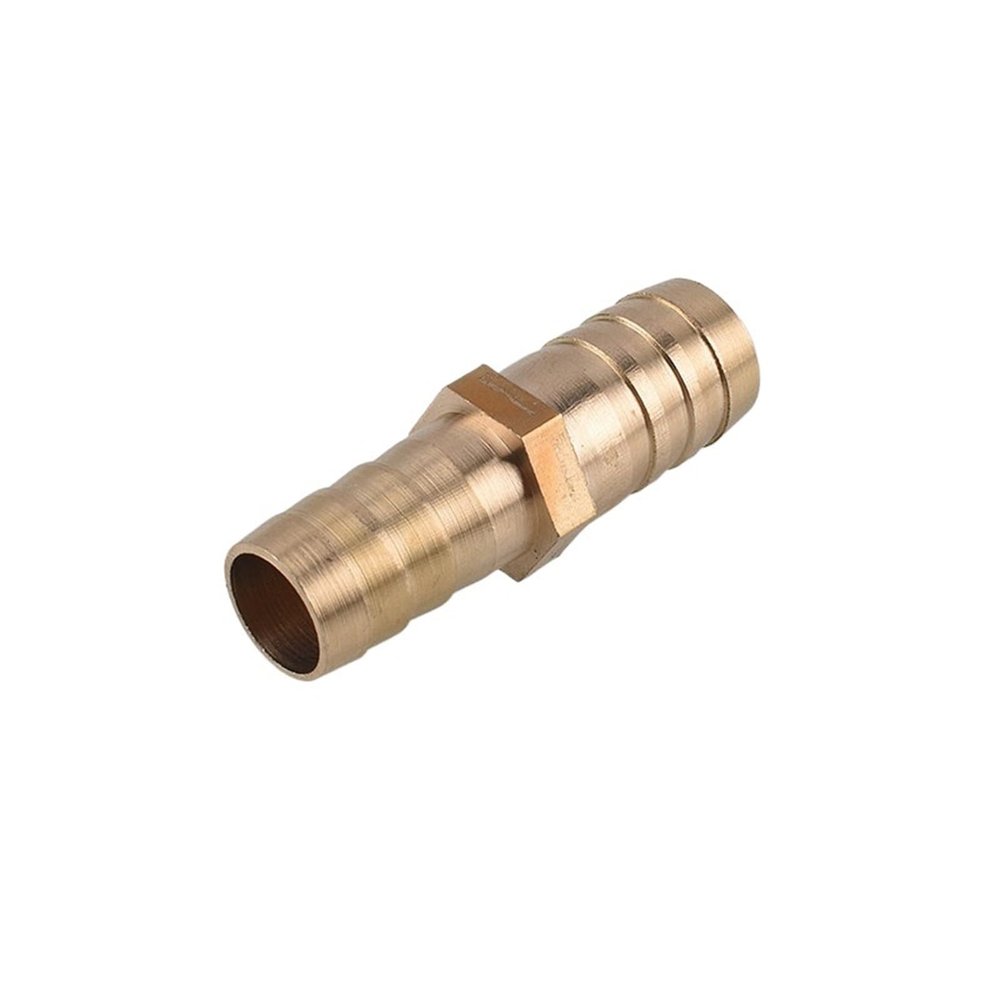 RNUMLIGH 1-Piece Brass 2-Way Reducing Straight Hose Barb Fitting, Copper Coupler Connector, 19 mm–25 mm to 6 mm–3 mm / 8 mm–10 mm