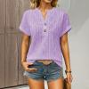 Gefomuofe Women's Elegant Eyelet Embroidery Short-Sleeve Top view 2