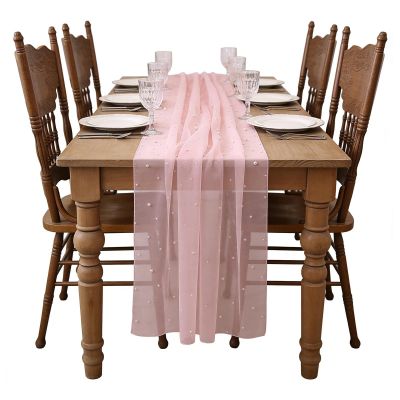 Long Table Runner - Transparent Kitchen Textiles in White Tulle