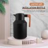 1 L Glass and PP Thermos Bottle with Silicone and Wood, Black view 4