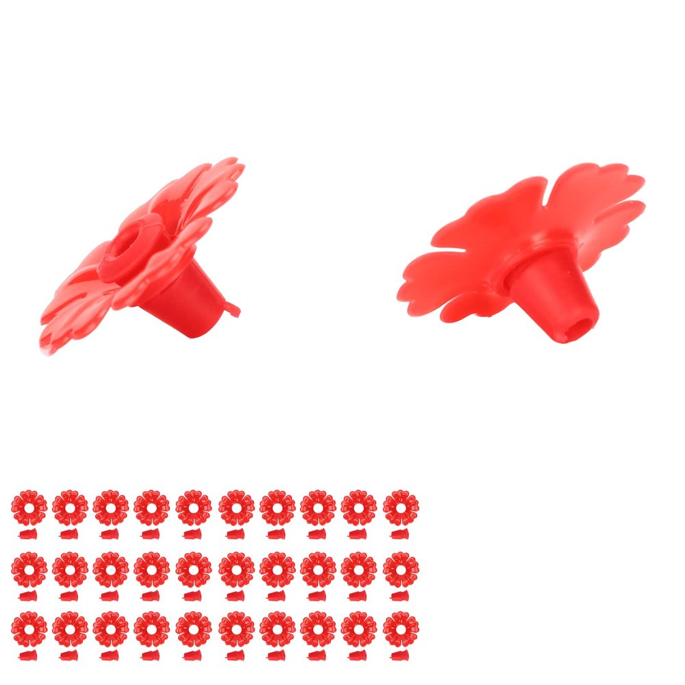 KUIDAMOS Replacement Flowers for Hummingbird Feeders, 30-Piece Set, Yellow and Red