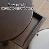 LIKANGLONGJU Round Japanese Solid Wood Floor Table with Drawer, Brown, 60 x 28 cm view 4