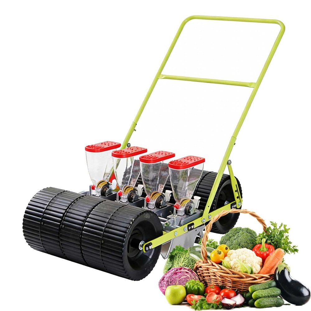 4-Row Hand-Pushed Garden Planter for Corn, Soybeans, Beans and Peanuts