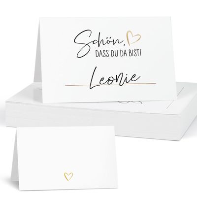50 Pack Place Cards - Glad You're Here with Heart