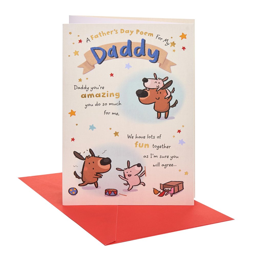 UK Greetings Father's Day Card for Dad, Grandfather, Husband, Him, Boys and Men, Poem Design, with Envelope, 14.9 x 22.9 cm