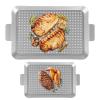 Grill Topper, Perforated Grill Pans with Handles, Versatile, Nonstick, for Fish, Meat and Vegetables, 2-Piece Set view 1