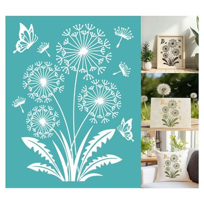 GOMAKERER 2 Sheet Dandelion Butterfly Stencil