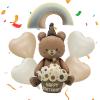 6-Piece Teddy Bear Foil Balloon Birthday Decoration Set view 1