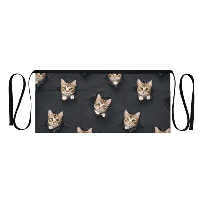 RPLIFE Cat Apron for Women and Men, Short Waiter Apron for Gardening and Floristry, 3 Pockets, Black