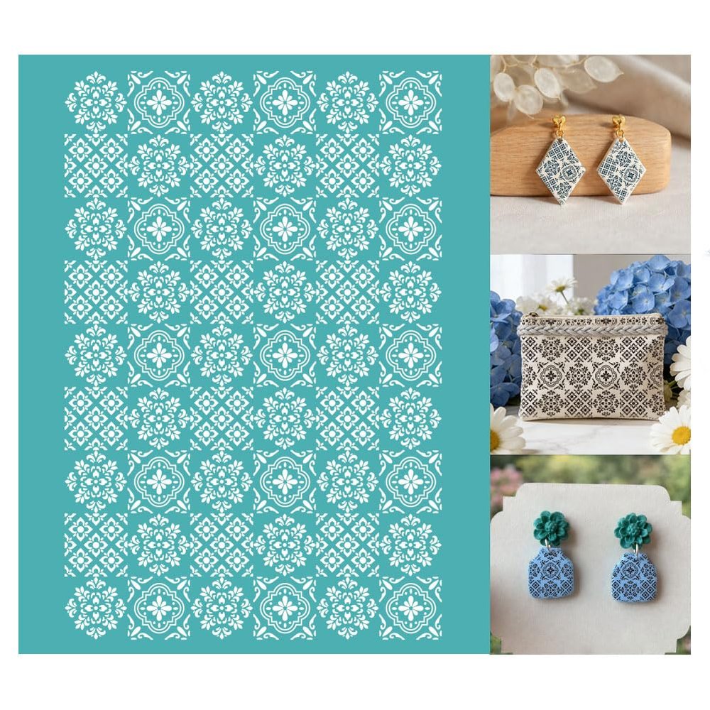 GOMAKERER 2 Sheet Stencil with Tile Pattern