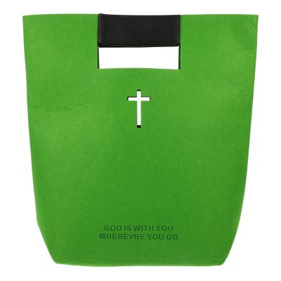 Green Felt Bible Bag with PU Handle
