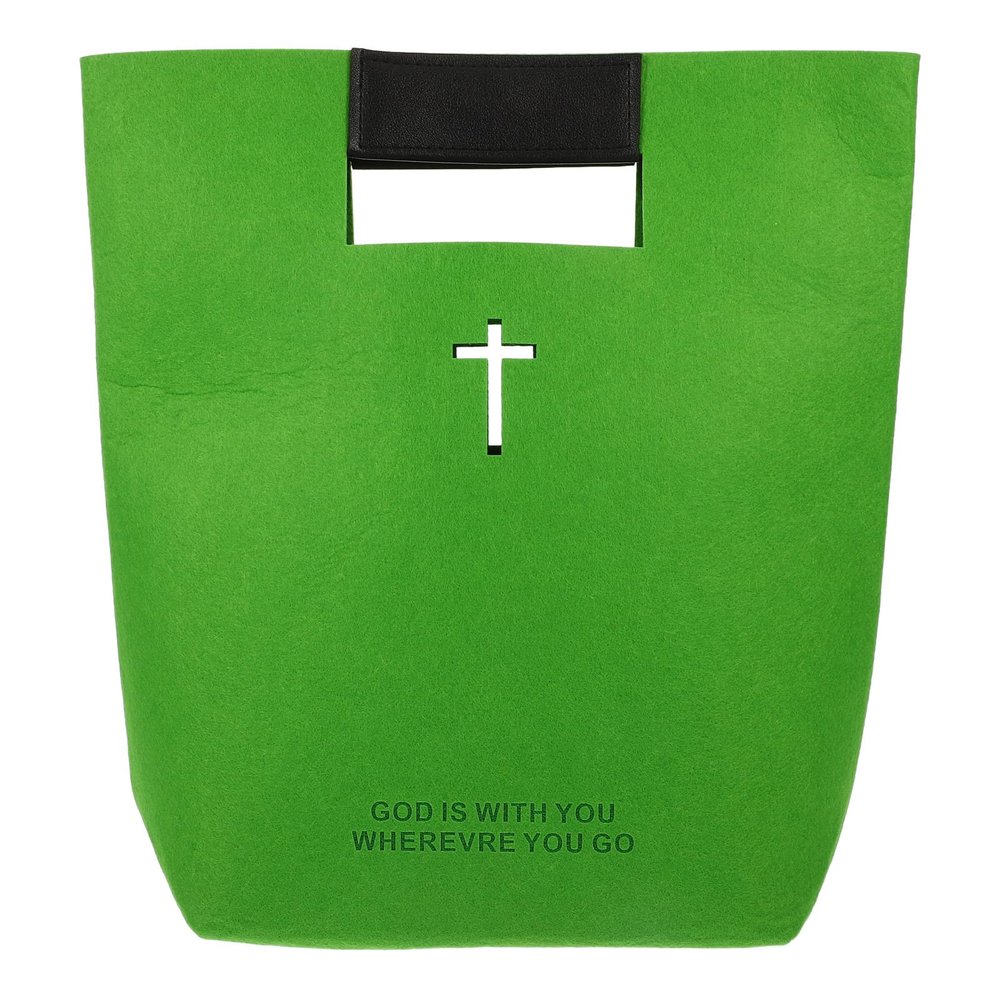 Green Felt Bible Bag with PU Handle