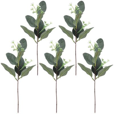 BATHVEVE Artificial Silver Coin Tree Branches - 5 Pieces