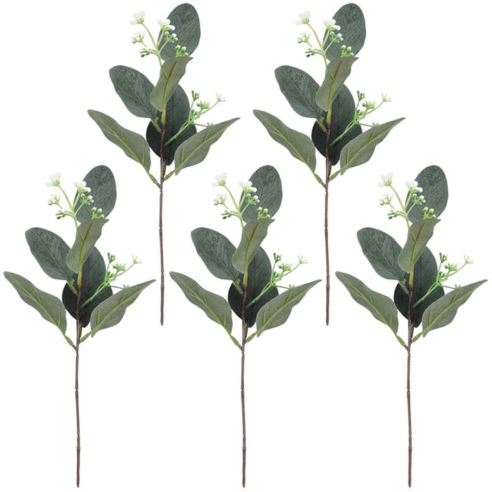 BATHVEVE Artificial Silver Coin Tree Branches - 5 Pieces