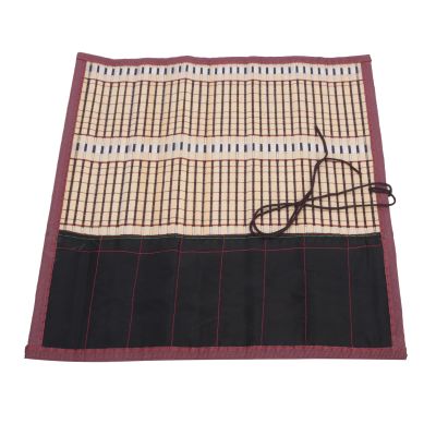 Alomejor Calligraphy Pen Case, Bamboo Roll-Up Brush Bag, 30 x 35 cm