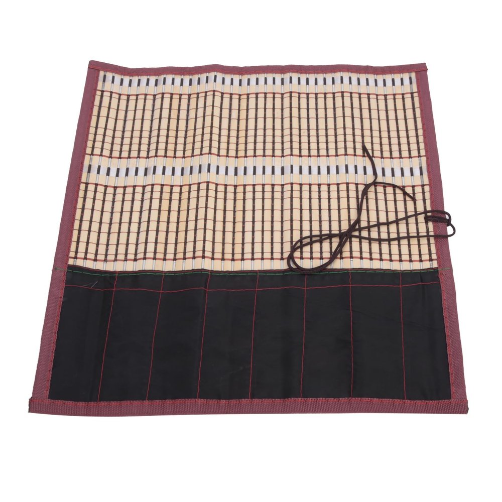 Alomejor Calligraphy Pen Case, Bamboo Roll-Up Brush Bag, 30 x 35 cm