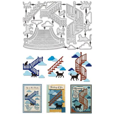 UNICRAFTALE 17-Piece Stair Frame Die Set for Card Making