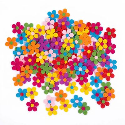 100 Pack Felt Flowers 3cm Colorful Five-Petal Fabric Flowers for Crafting