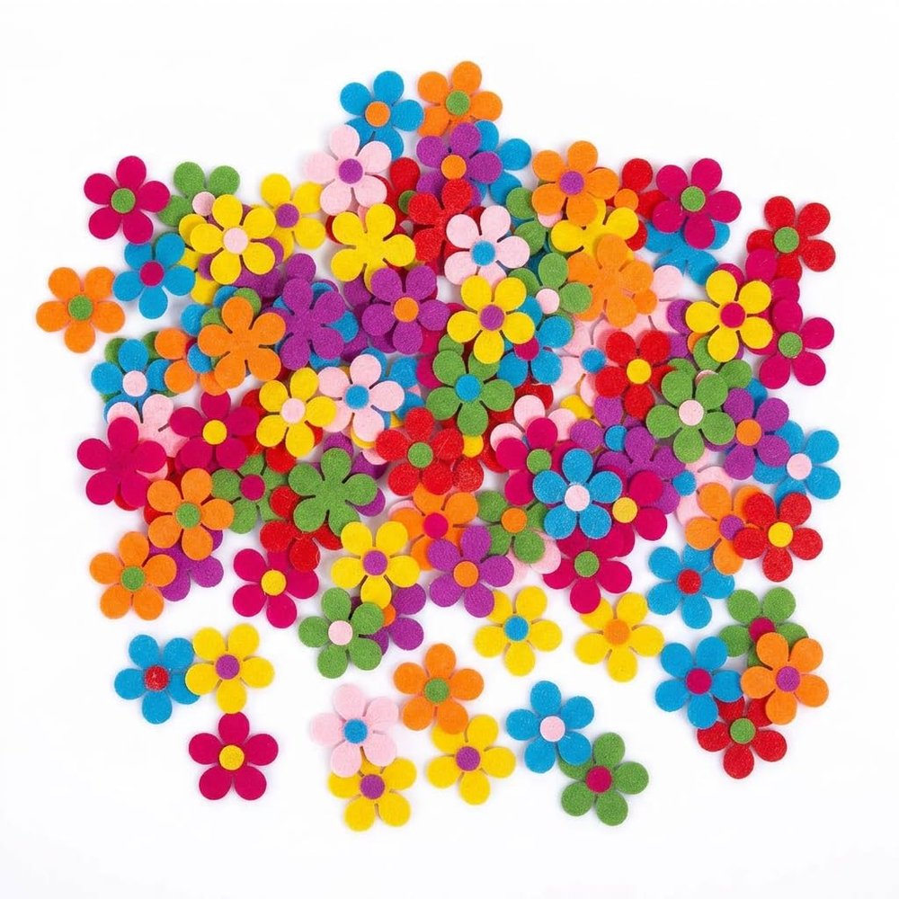 100 Pack Felt Flowers 3cm Colorful Five-Petal Fabric Flowers for Crafting