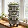 Tower Garden Planter – Stackable Multi-Tier Planter with Drainage view 4