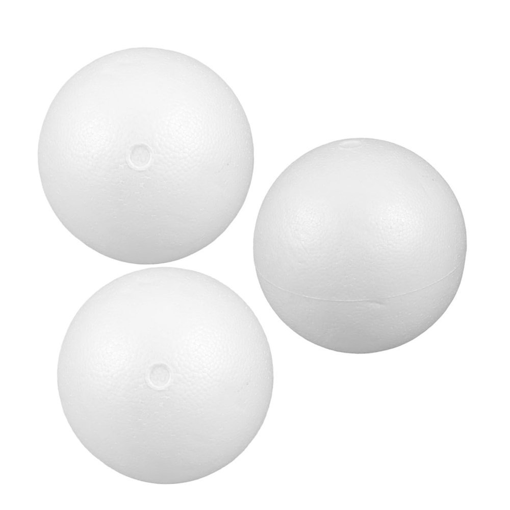 HOMOCONO 3-Pack White Polystyrene Foam Balls, Smooth Surface, Versatile Round Shape for Crafts and Wedding Decoration