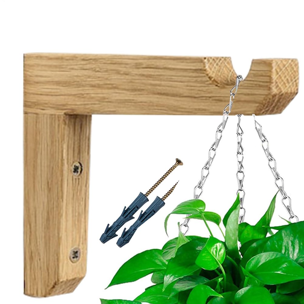 Wall Plant Hook - L-Shaped Wooden Stand for Pots and Lanterns