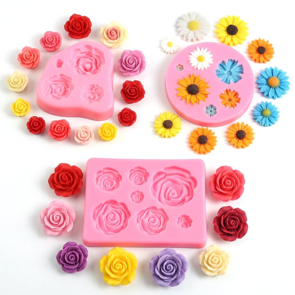 3-Piece Silicone Flower Mold Set