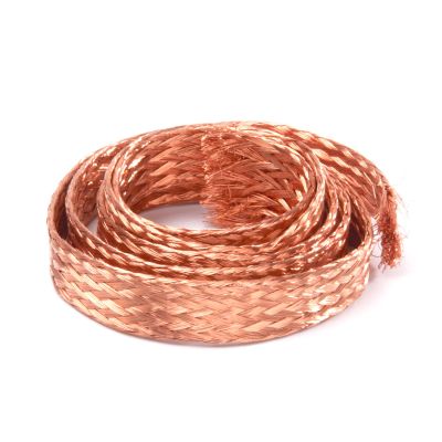 Flat Braided Copper Grounding Strap Cable, 1 m, 8–16 Square, for Grounding and Equipotential Bonding (16 Square)