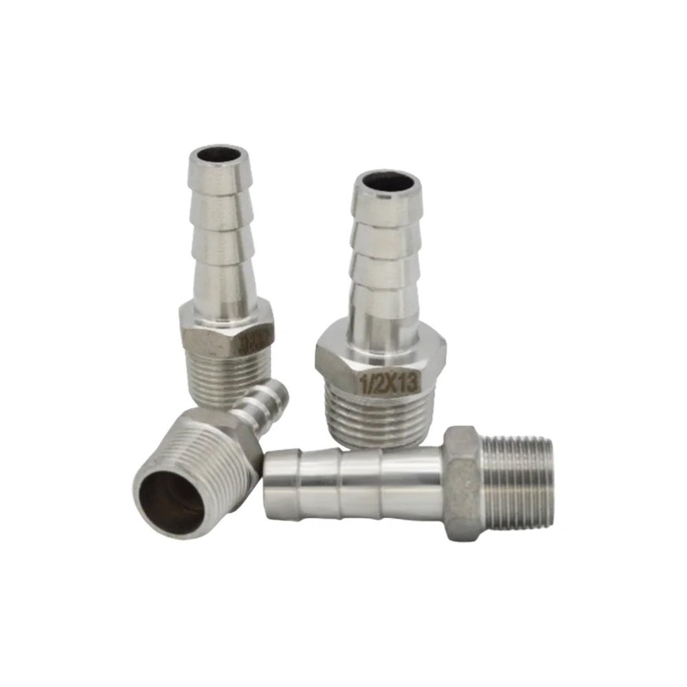 AUOQKQUT 1-Piece 304 Stainless Steel 10 mm Hose Barb to 1/4" BSP Male Home Brewing Fitting for Water, Fuel, and Air