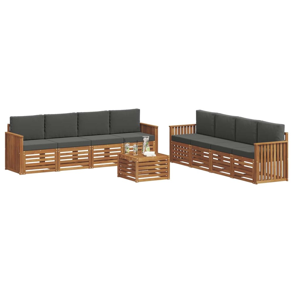 vidaXL 9-Piece Outdoor Sofa Set Natural and Anthracite