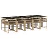 Hommdiy 11-Piece Garden Dining Set with Cushions, Beige and Cream, 10-Seater view 3