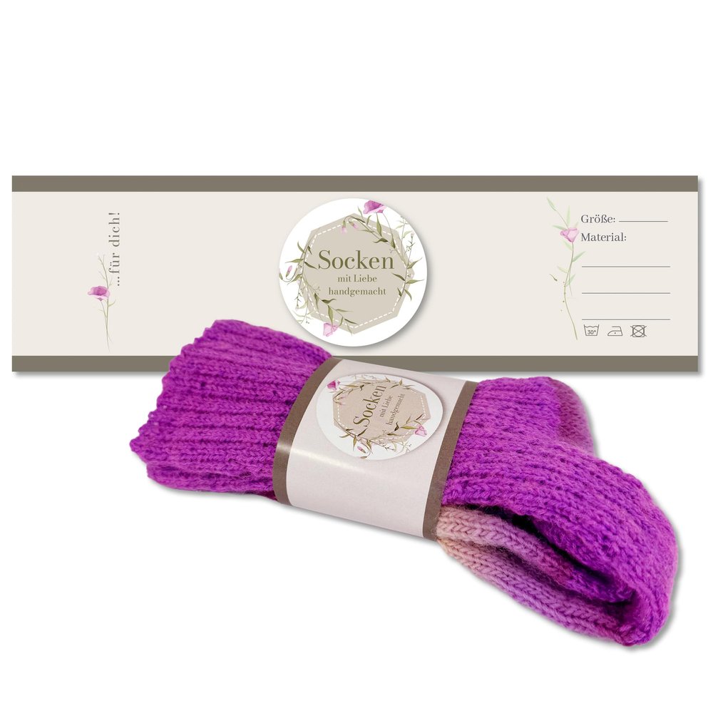Frida's Wool House Sock Bands Set (11 | Purple Flowers 3-Pack)