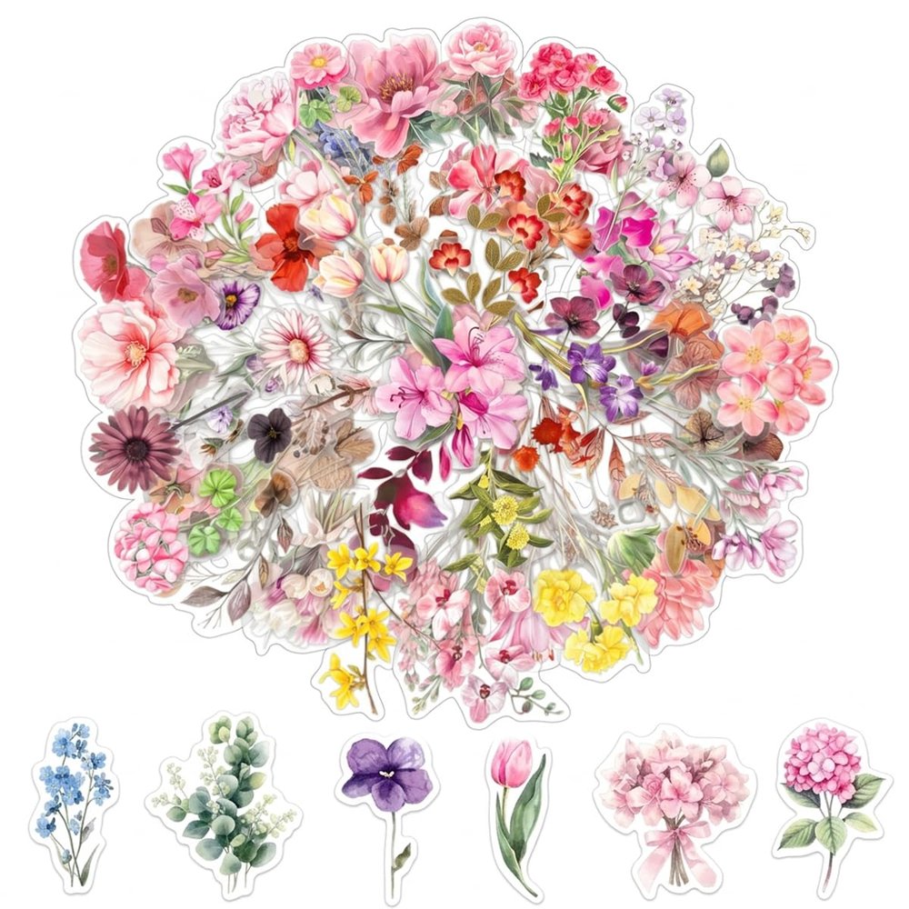 150 Transparent Scrapbook Stickers - Faded Poppy
