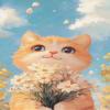 Eiialerm Cross-Stitch Kit, Flower Cat, DIY Pre-Printed Cross-Stitch Picture, 11-Count Embroidery Set for Adults, Home Decor, 40 x 50 cm view 1