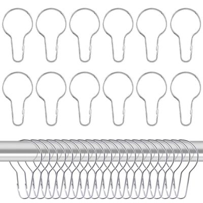 Soomuct 60PCS Curtain Rings - Shower Curtain Hooks (Silver)